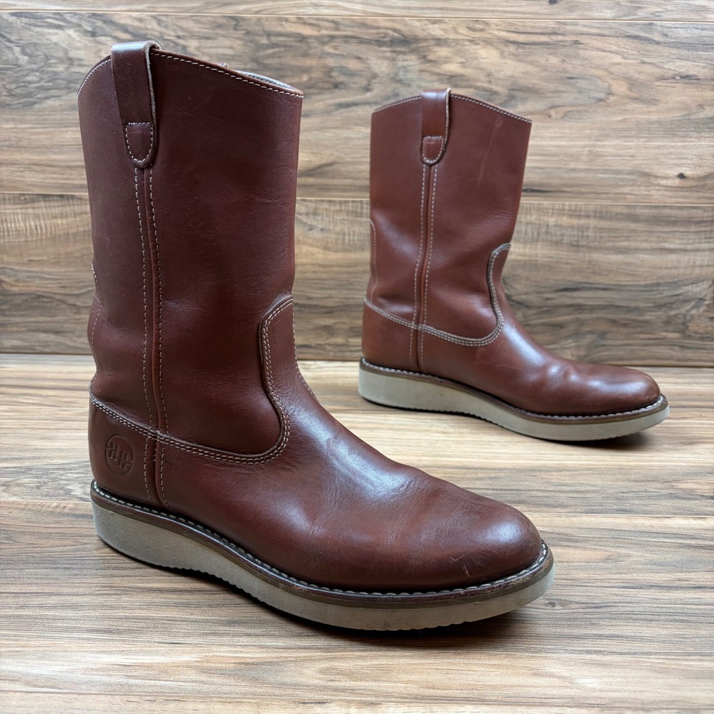 VTG Double H Mens 9.5D Western Wellington Wedge Work Boots Brown 90s Y2K 3790